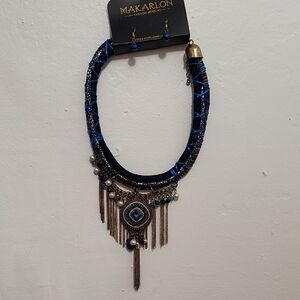 Blue and Gold Statement Necklace